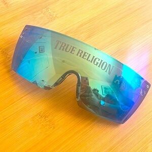 Brand New True Religion Mirrored Shield Curved Sport Rimless Men's Sunglasses